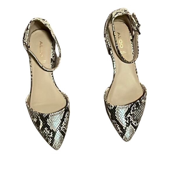 ALDO Snakeskin Pattern Leather Block Heel Shoe. 7.5 - Picture 1 of 4